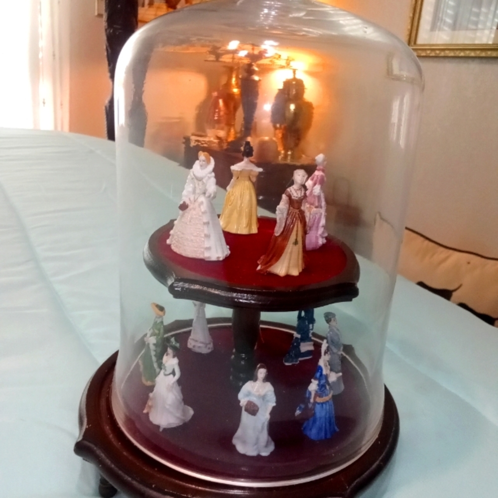 Vintage 1983  victorian ladies under glass dome